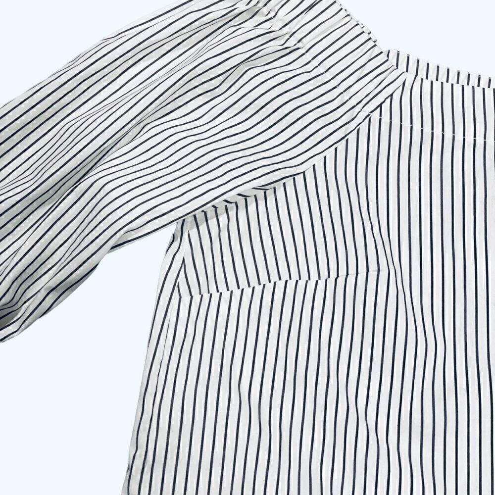 Artisan NY  Off The Shoulder Stripe Cotton Button Down Shirt - Picture 8 of 13